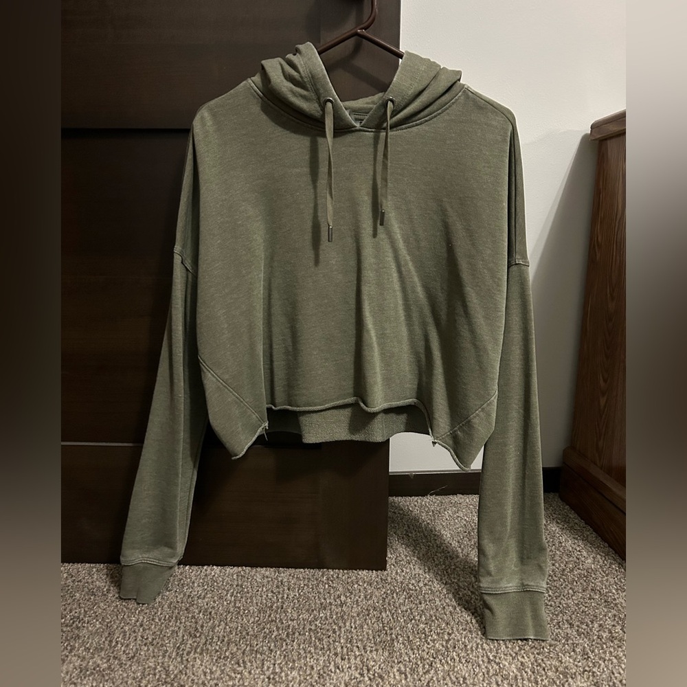 Green Cropped Hoodie
